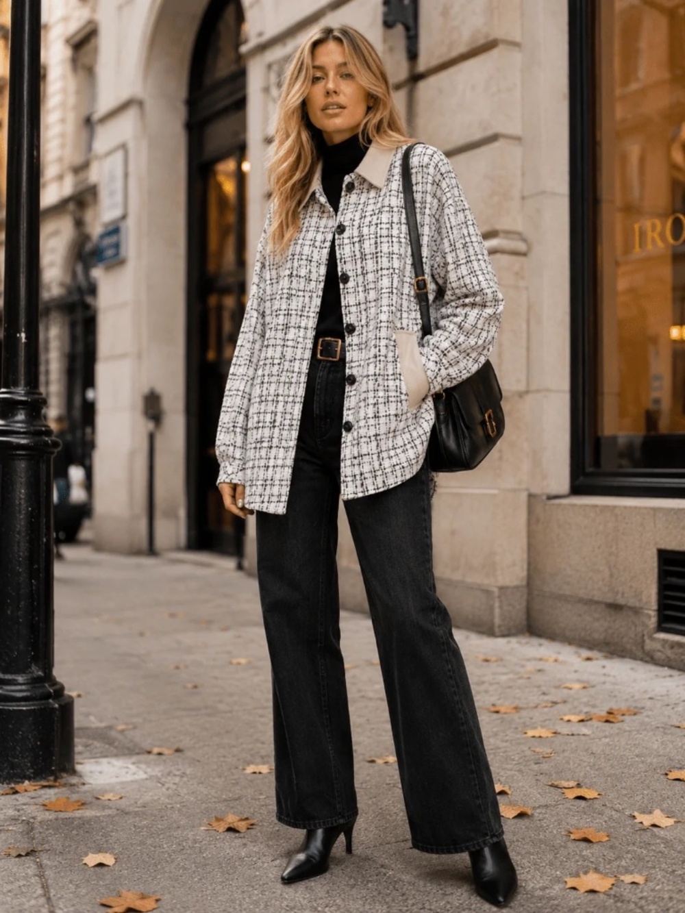 "On Twelfth" Women's Long Sleeve Button Closure Front Pockets Tweed Jacket